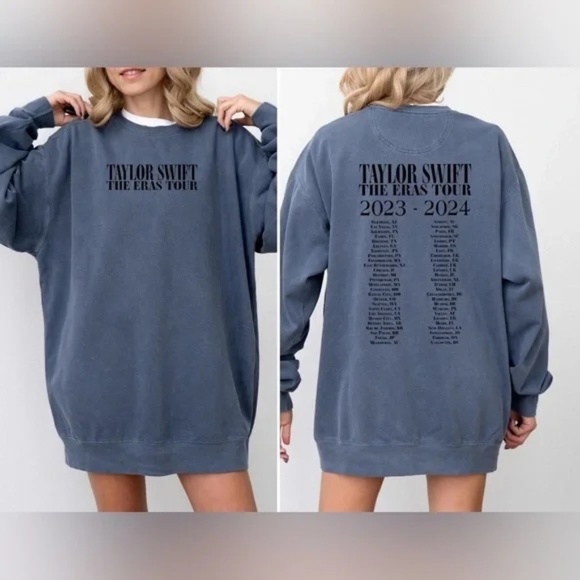 NWOT Taylor Swift Eras Tour 2024 Blue Gray Oversized Sweatshirt